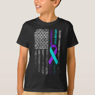 T-shirt Ruban du drapeau américain pour la sensibilisation
