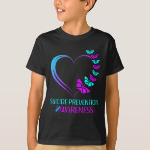 T-shirt Ruban en forme de cœur de papillon pour la sensibi