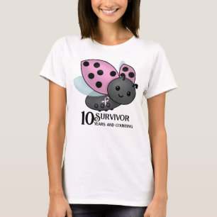 T-shirt Ruban Ladybug Pink Awareness 10 ans survivant T-