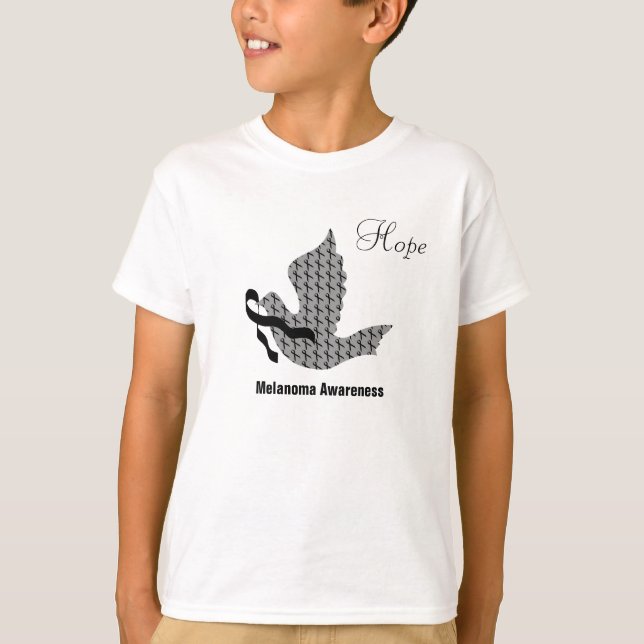 T-shirt Ruban noir Dove of Hope - Melanoma (Devant)