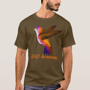 T-shirt ruban orange d'oiseau de sensibilisation au TDAH