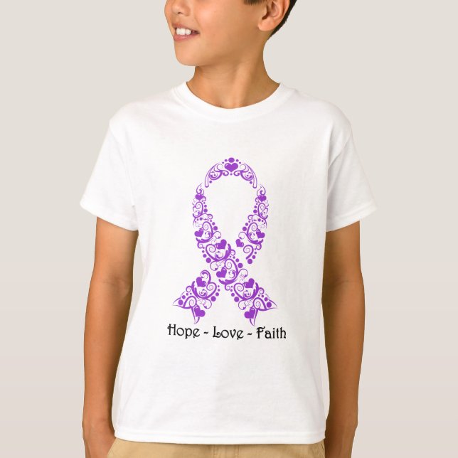 T-shirt Ruban pourpre de conscience d'espoir (Devant)