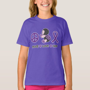 T-shirt Ruban pourpre de conscience d'espoir d'amour de
