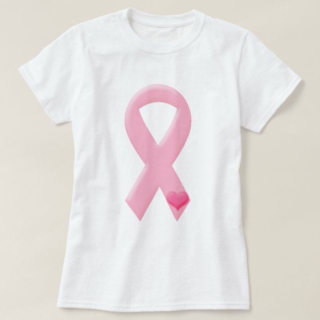 T-shirt Ruban rose avec coeur (Design devant)