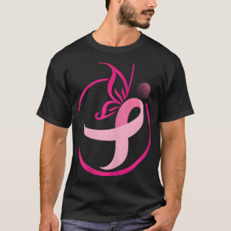 T-shirt Ruban rose Golf s-papillons Cancer du sein