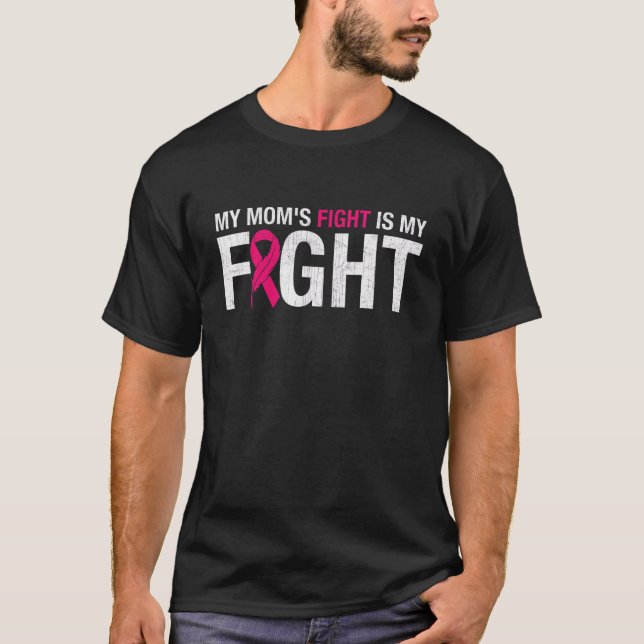 T-shirt Ruban rose Octobre Mois Le combat de ma maman est  (Devant)