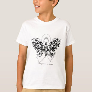T-shirt Ruban tribal de papillon de cancer de poumon