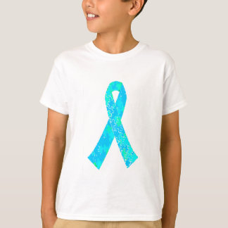 T-shirt Ruban turquoise de motif de casse-tête de bleu de