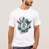 Ruban turquoise et Cancer ovarien d'ailes