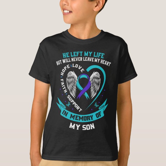 T-shirt Ruban turquoise et violet de sensibilisation au su (Devant)