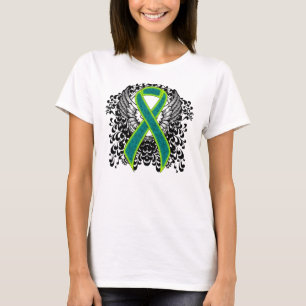 T-shirt Ruban vert turquoise et citron vert avec ailes