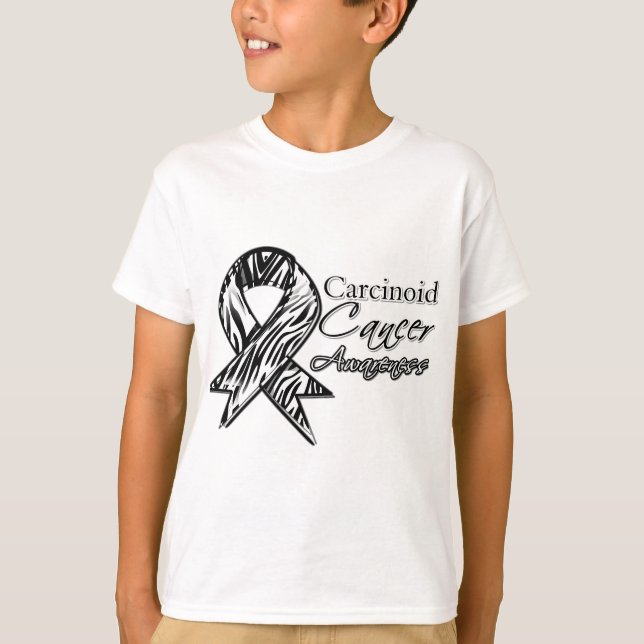 T-shirt Ruban Zèbre-Rayé de conscience de Cancer (Devant)