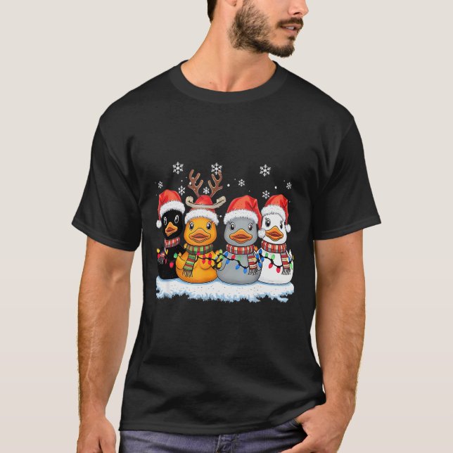 T-shirt Rubber Duck Squad Christmas Light Reindeer Crew Xm (Devant)