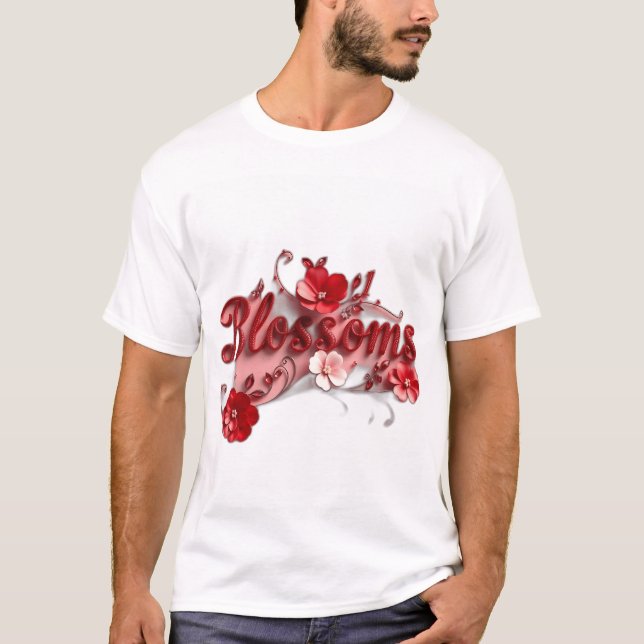 T-shirt Ruby Red Script Blossoms (Devant)