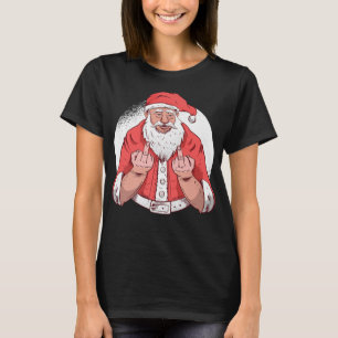 T-shirt RUDE PÈRE NOËL dit F ck Off Middle Finger Funny Ch
