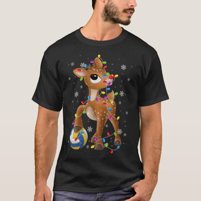T-shirt Rudolph Le Nose Rouge Reindeer Volleyball Noël (Devant)