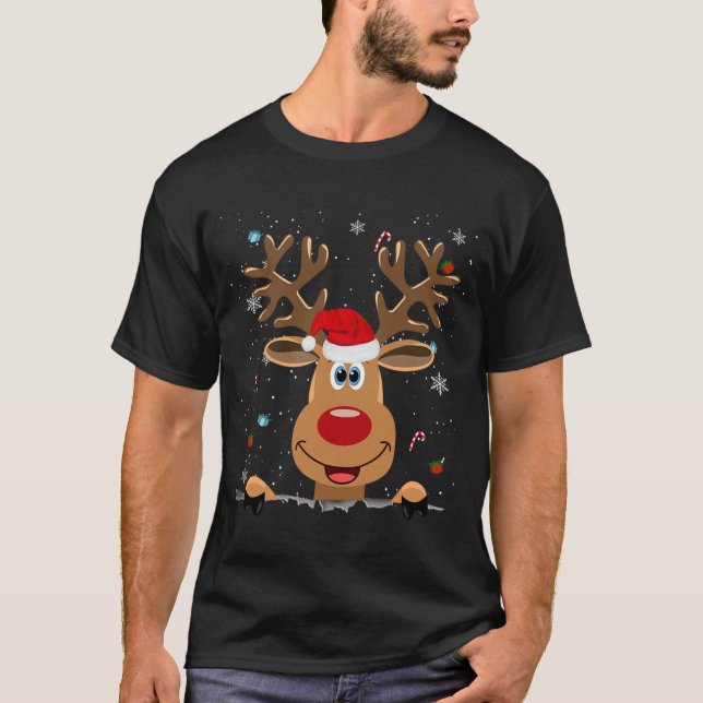 T-shirt RUDOLPH Renne au Nez Rouge Père Noël Noël (Devant)