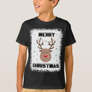 T-shirt Rudolph Rouge Nez Reindeer Face Joyeux Chri