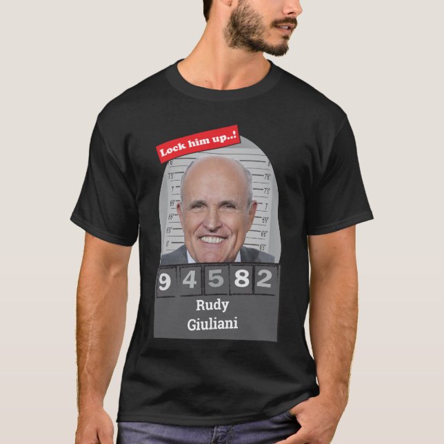 T-shirt Rudy Giuliani Satirique Mugshot Fun Localisez-Le (Devant)