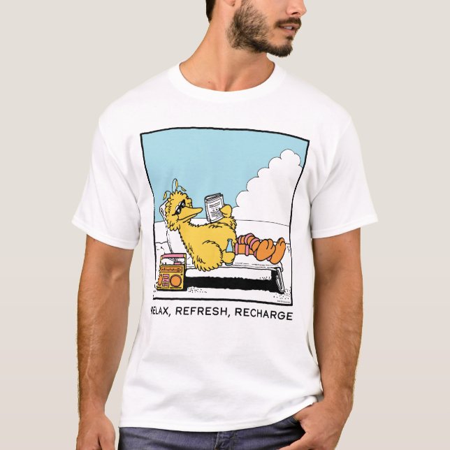 T-shirt Rue Sésame | Big Bird Relax Refresh Recharge (Devant)