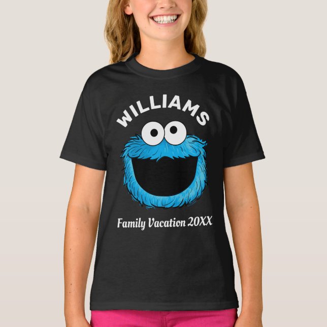 T-shirt Rue Sésame | Cookie Monster Famille Vacances (Devant)