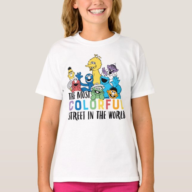 T-shirt Rue Sésame | La Rue La Plus Colorée (Devant)