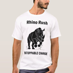 T-shirt Ruée de Rhinocéros Charge Irrésistible Minimaliste