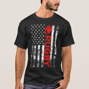 T-shirt Rugby À Balle Vintage Américain Drapeau Américain