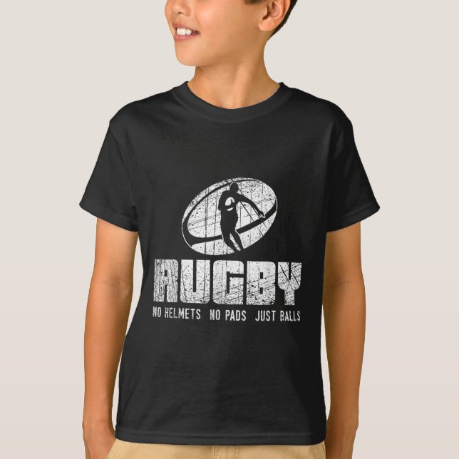 T-shirt Rugby No Helmet No Pads Just Shirt - Funny Rugby Q (Devant)