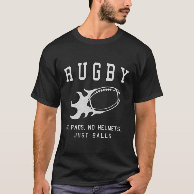 T-shirt Rugby No Pads No Casques Just Balls (Devant)