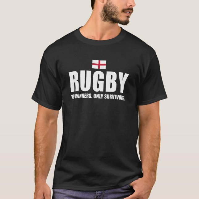 T-shirt Rugby Non Gagnants Seulement Survivants Angleterre (Devant)