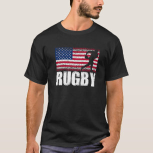 T-shirt Rugby Sports Retro American Flag USA America Premi