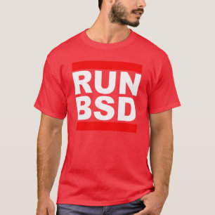 T-shirt RUN BSD Cool WhiteRed Design pour Unix Hackers Sys