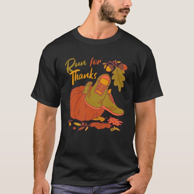 T-shirt Run for Thanks Nurse Thanksgiving Autumn Leaves ER (Devant)