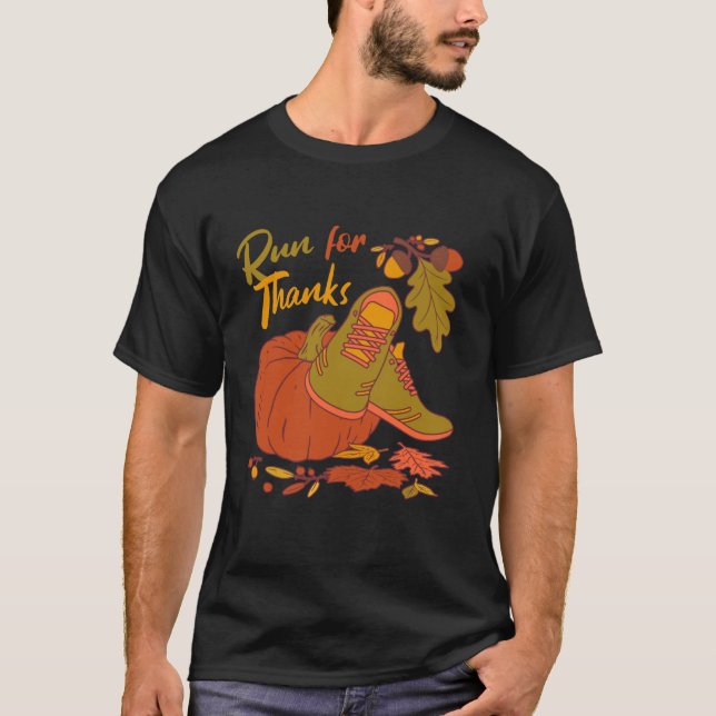 T-shirt Run for Thanks Nurse Thanksgiving Autumn Leaves ER (Devant)