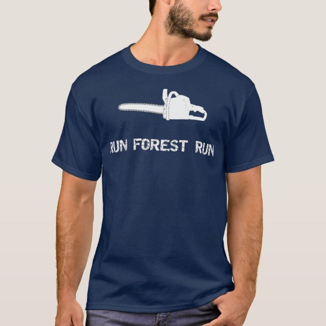 T-shirt Run Forest Run Loging Industry Chainsaw Premium (Devant)