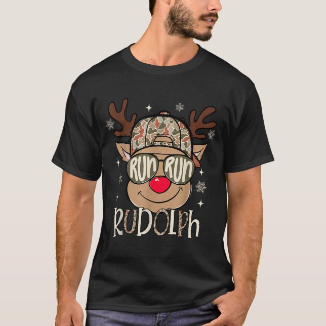 T-shirt Run Rudolph Santa's Reindeer Christmas Camo Boys T (Devant)