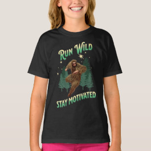 T-shirt Run Wild, Restez Motivé Funny Bigfoot