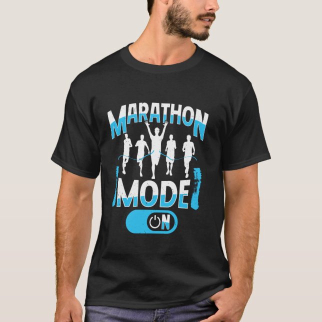 T-shirt Runner MARATHON MODE ON Running Funny Marathon (Devant)