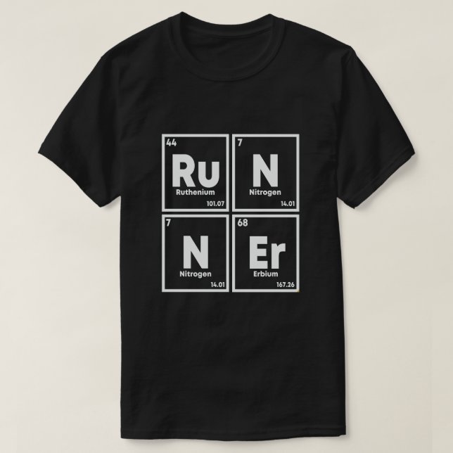 T-shirt Runner Table Périodique Marathon Runners Science (Design devant)