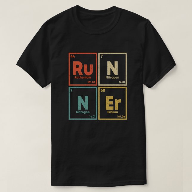 T-shirt Runner Table Périodique Marathon Runners Science (Design devant)