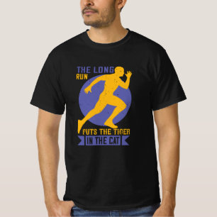 T-shirt Running - Long run met le tigre dans le chat