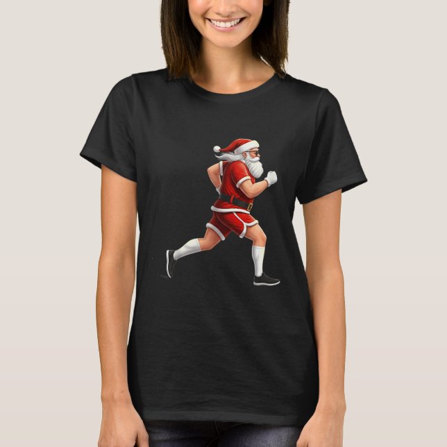 T-shirt Running Santa Christmas Graphic Runner Run Maratho (Devant)
