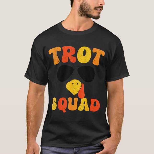 T-shirt Running Turkey Sungles Trot Squad Thanksgiving  (Devant)