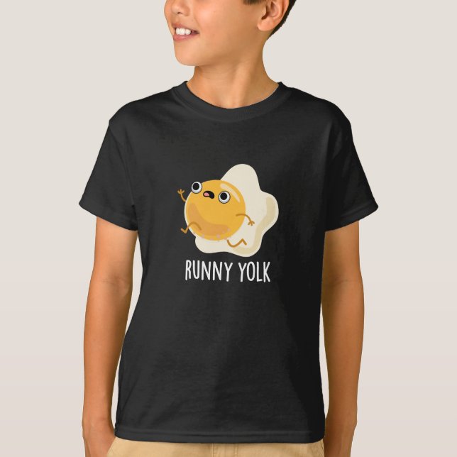T-shirt Runny Yolk Funny Food Oeuf Pun Dark BG (Devant)