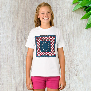 T-shirt Russe Patriotic Americana Quilt Motif USA Art