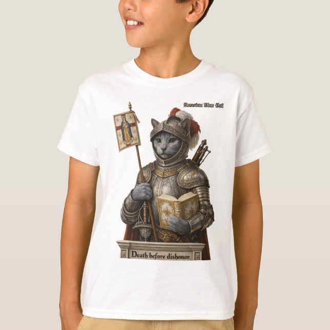 T-shirt Russian Blue Conquistador Cat – Honor & Legacy (Devant)
