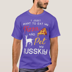T-shirt Russkiy Chien Pizza Lover Propriétaire Noël Annive