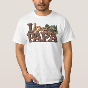 T-shirt *~* Rustique AP86 I LOVE PAPA Fête des pères