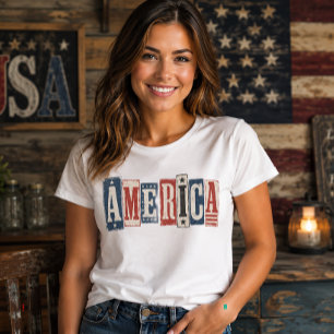 T-shirt Rustique Bois Vintage AMÉRIQUE Patriotique